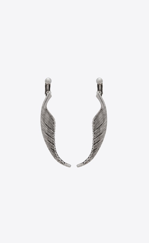ANIMALIER Boucles d'oreille plume en métal